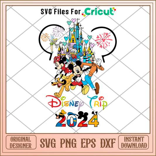 Mickey head disney friends trip 2024 SVG