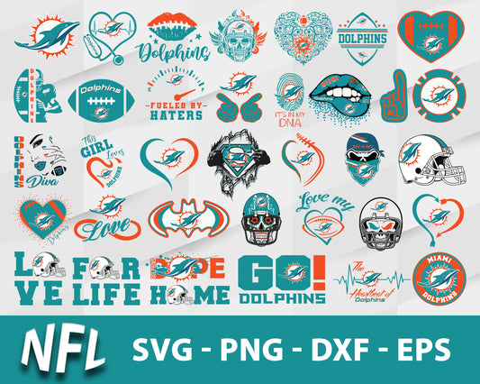 Miami dolphins nfl bundle svg, miami dolphins football​ svg