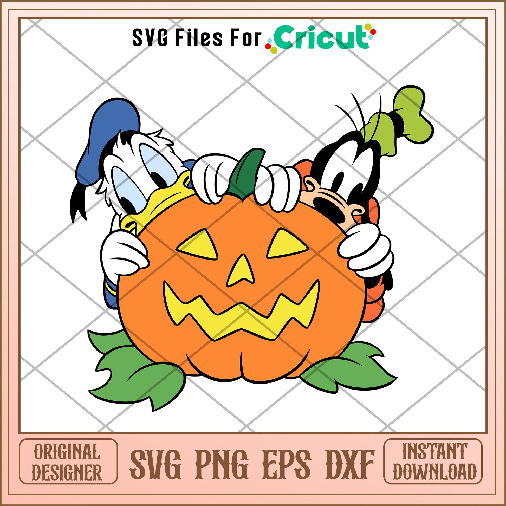 Donald duck x pumpkin halloween svg