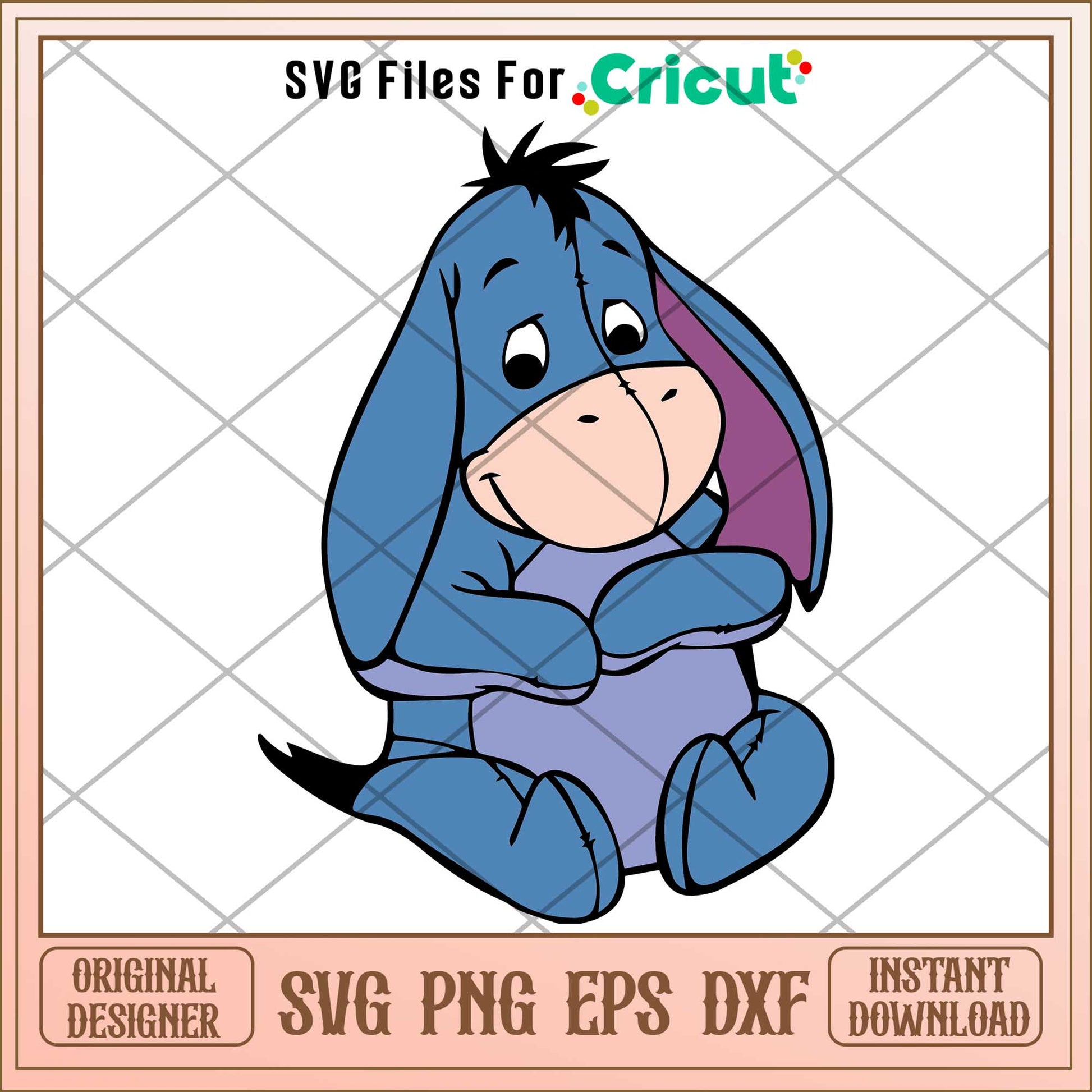 eeyore cute head shot sticker Svg, Winnie the pooh character svg, Digital Download