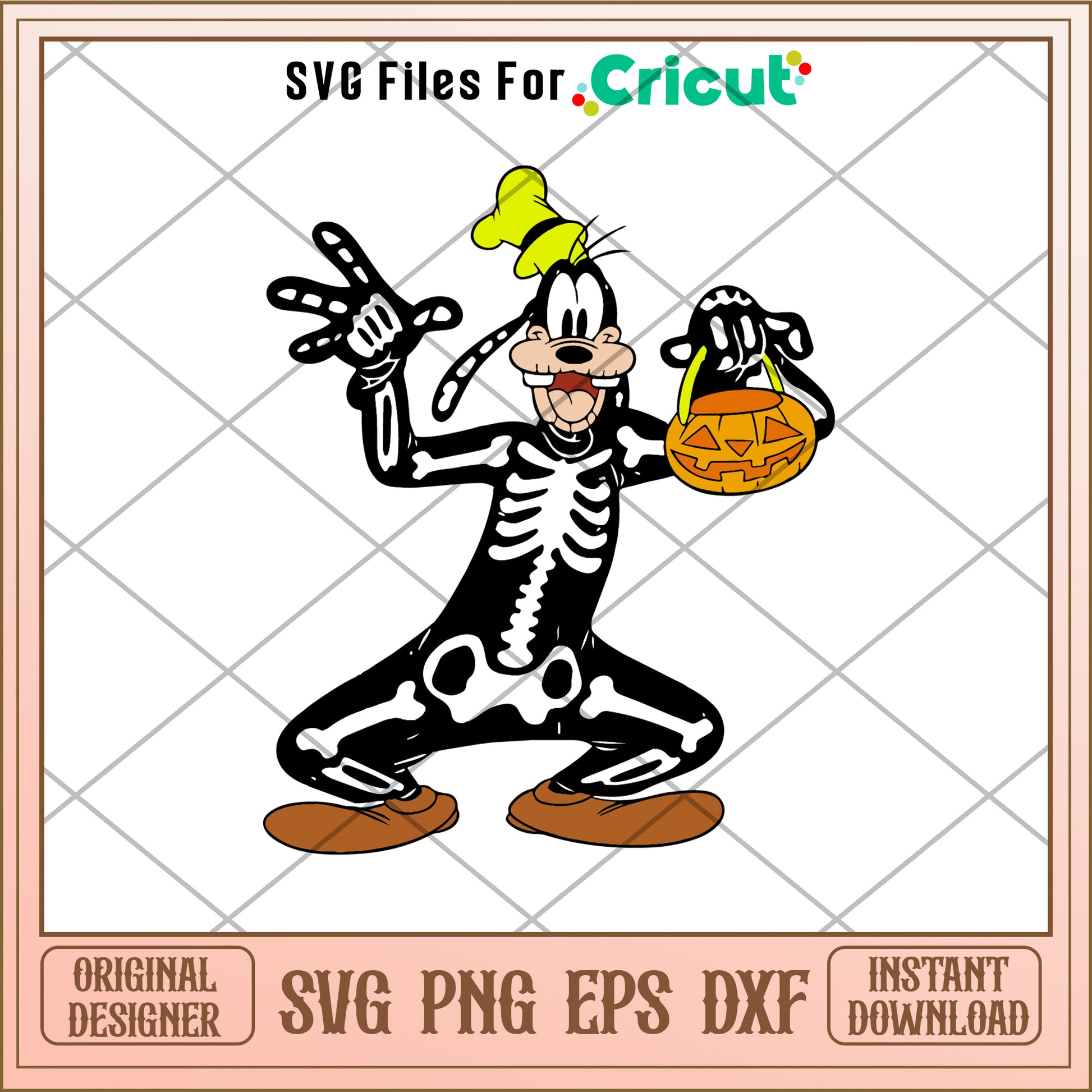 Goofy disney halloween skeleton svg