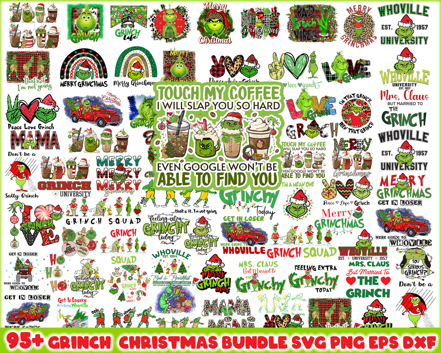 Peace love grinch christmas bundle svg, merry grinchmas svg​