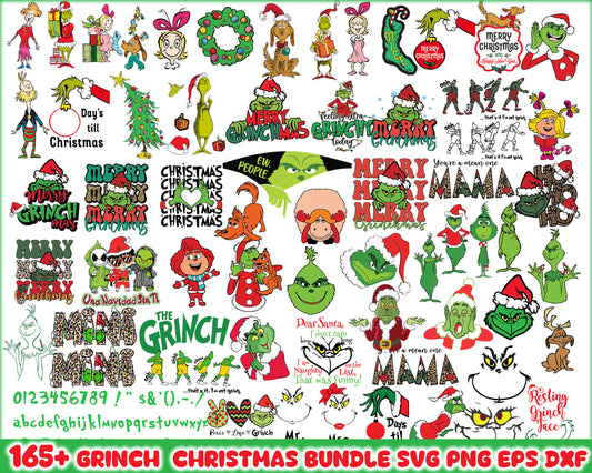 Merry merry merry grinchmas bundle svg, resting grinch face​ svg​