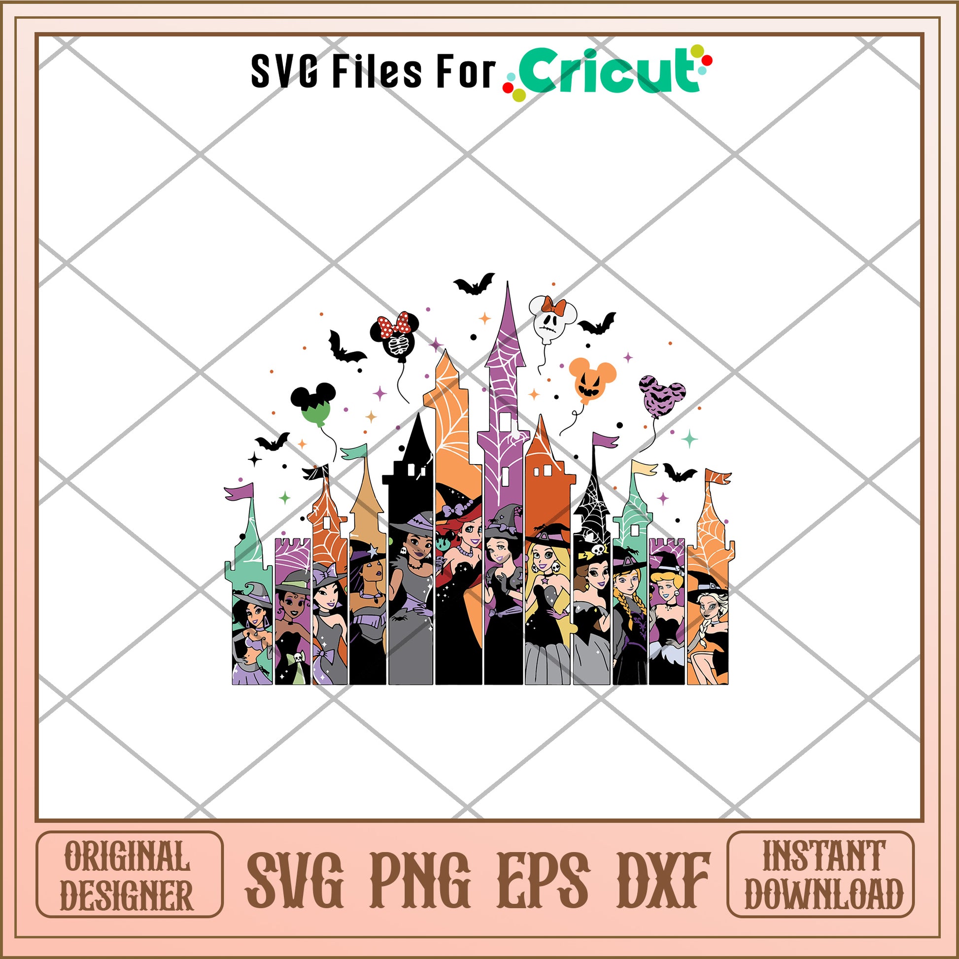 Mickey castle x princess halloween svg