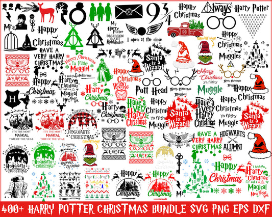 Harry potter happy christmas bundle svg, christmas harry potter​ svg