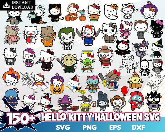 Hello kitty horror halloween bundle svg, horror hello kitty​ svg