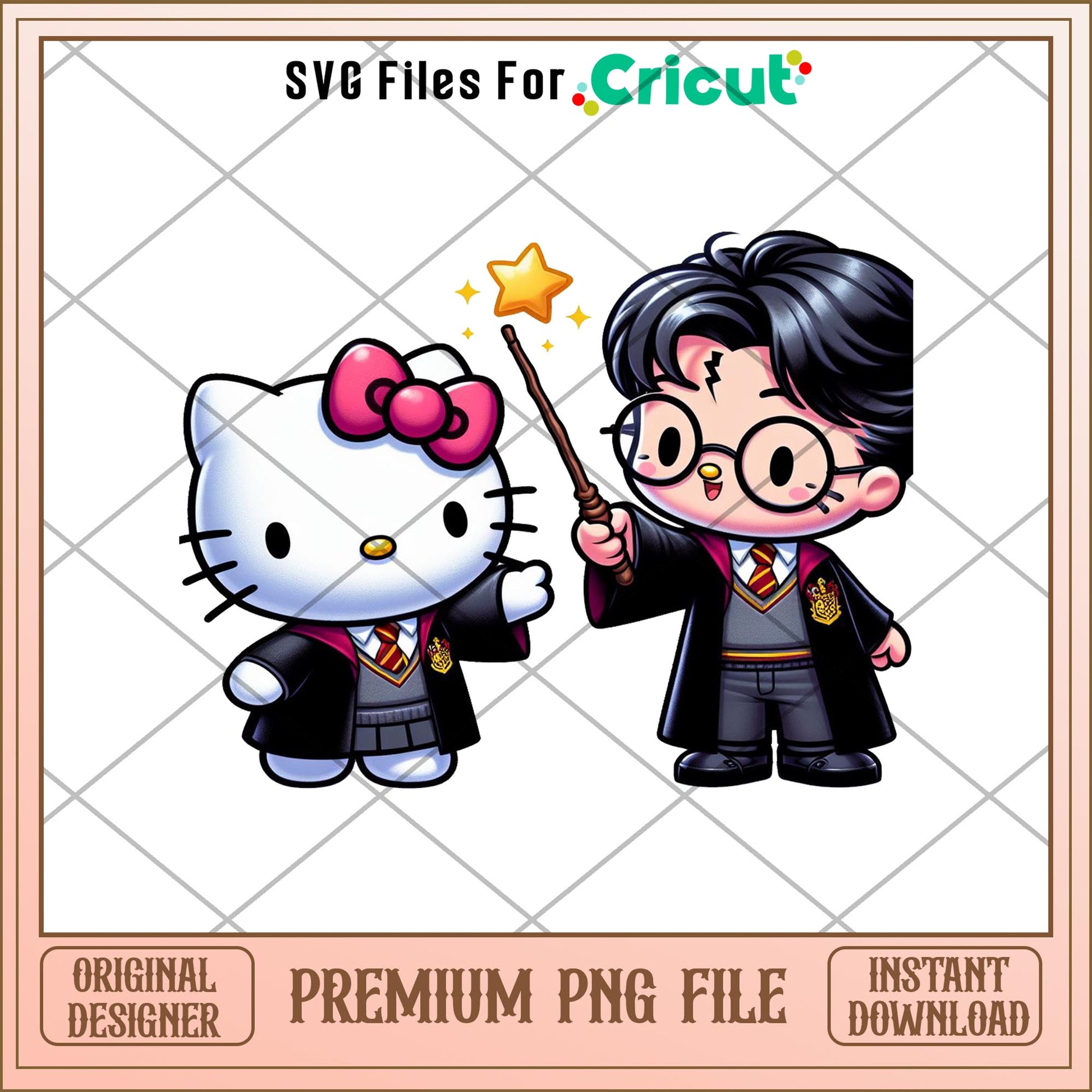 hello kitty and Harry Potter design png, potter png, digtal dowload