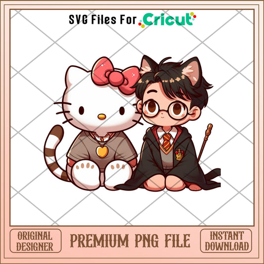 hello kitty and Harry Potter png, potter png, digtal dowload
