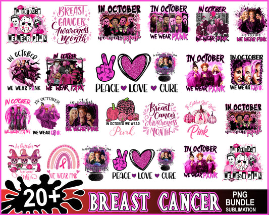 In october we wear pink horror movie bundle png, hocus pocus​ png