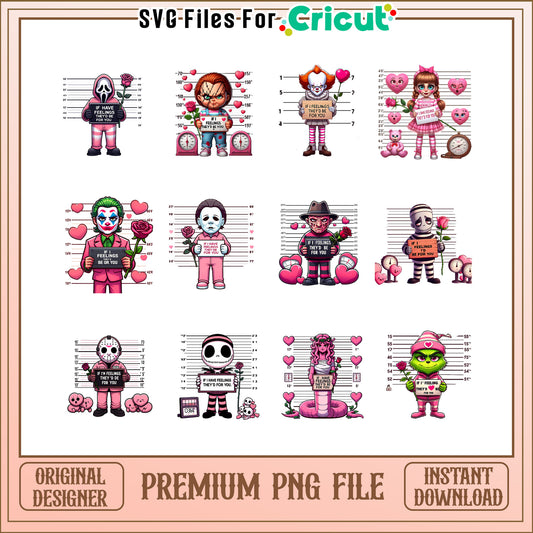 If i had feelings they'd be for you bundle png, valentine horror​ png