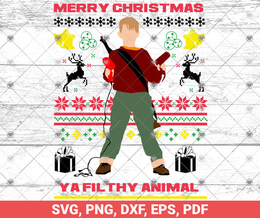 Merry Christmas ya filthy animal svg