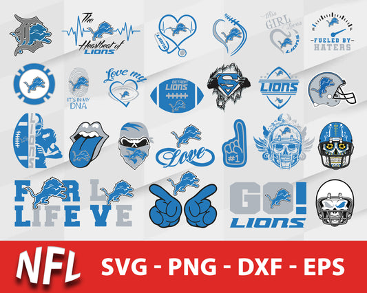 Detroit lions logo nfl bundle svg, detroit lions football​ svg