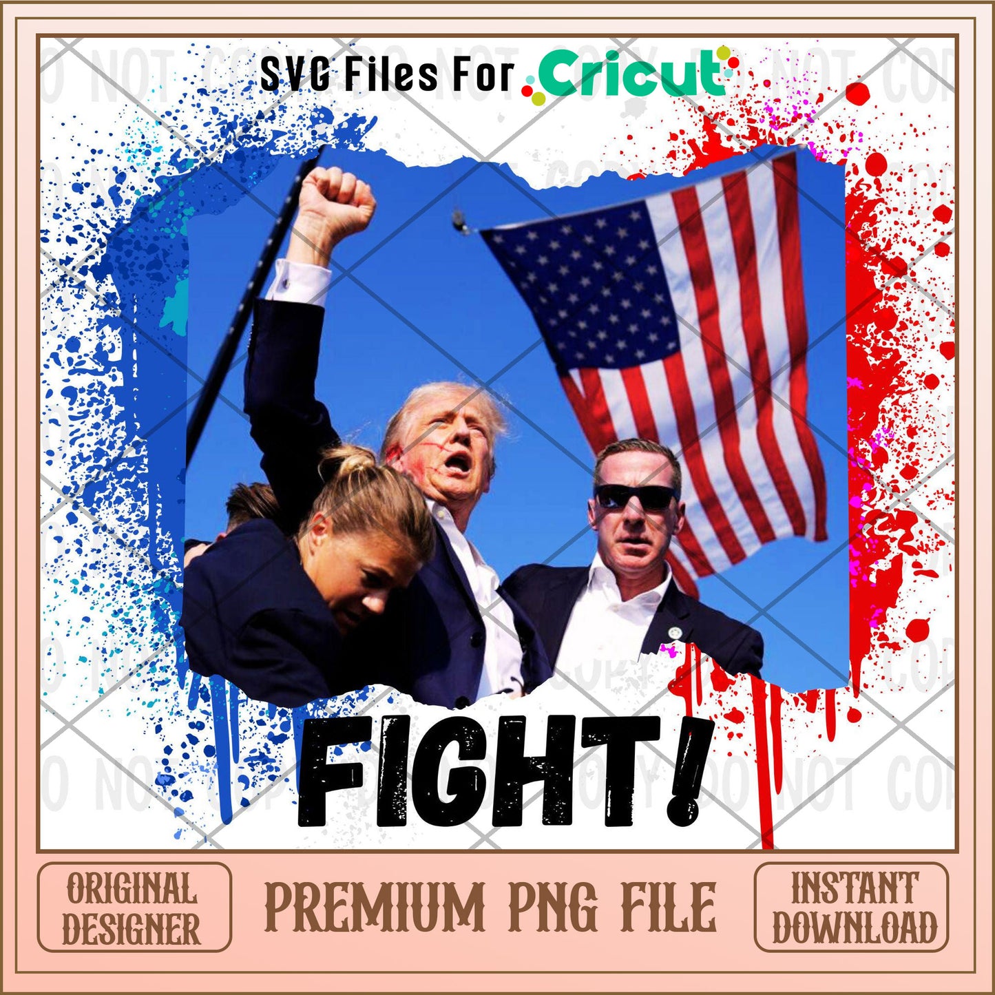 Trump 2024 fight PNG design