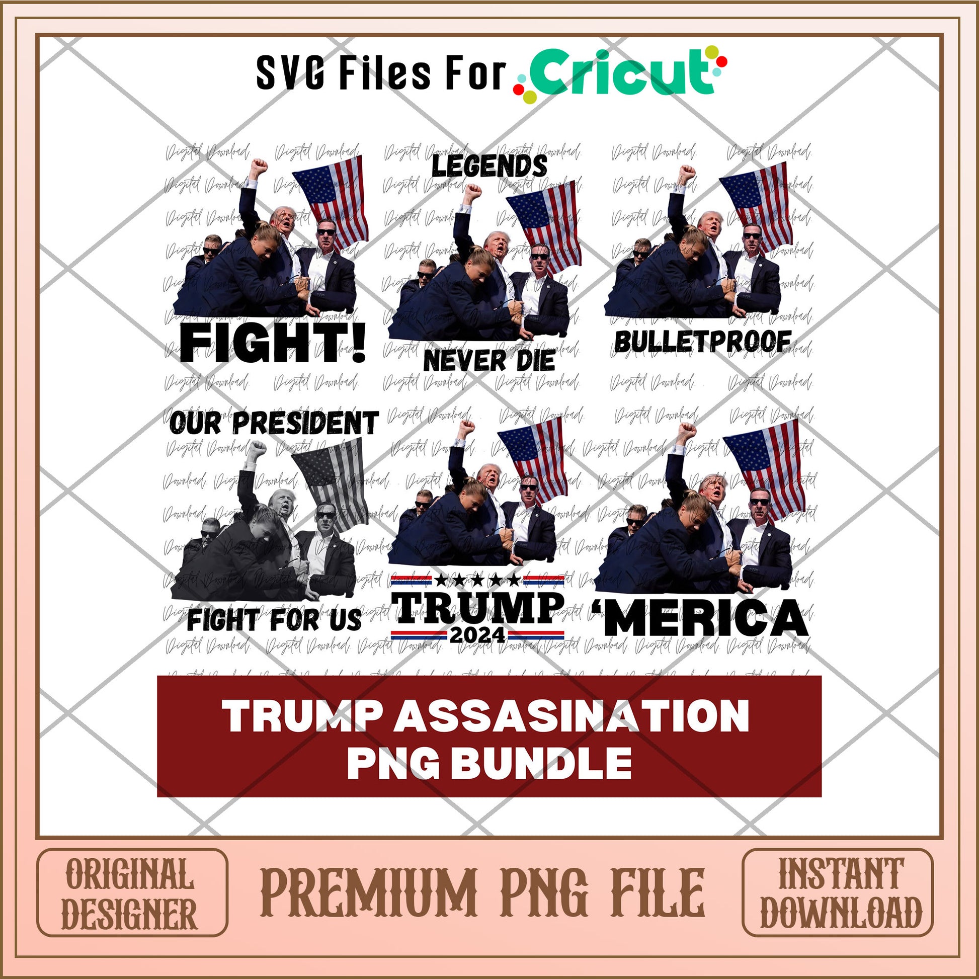 Trump 2024 assasination PNG bundle