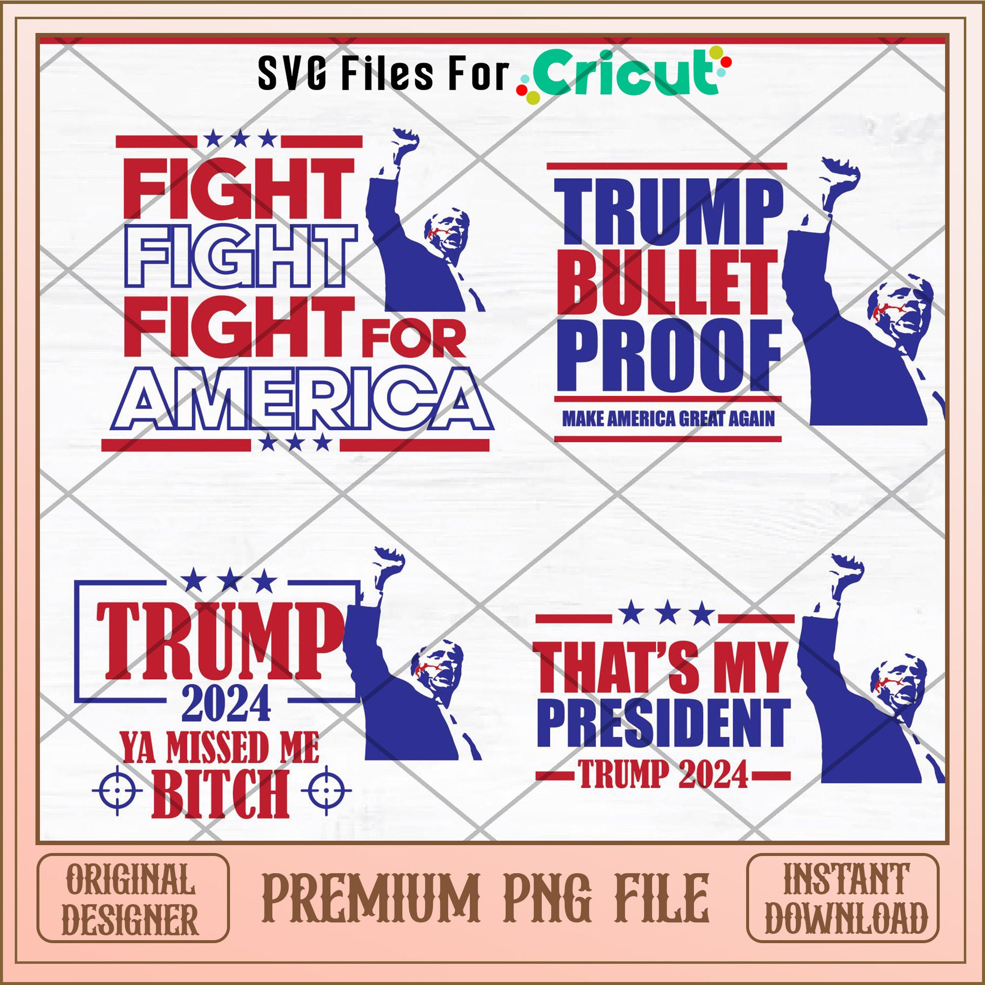 Trump 2024 fight PNG bundle