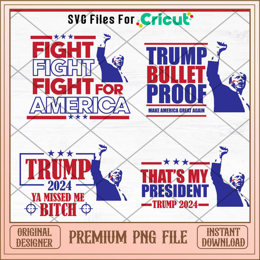 Trump 2024 fight PNG bundle