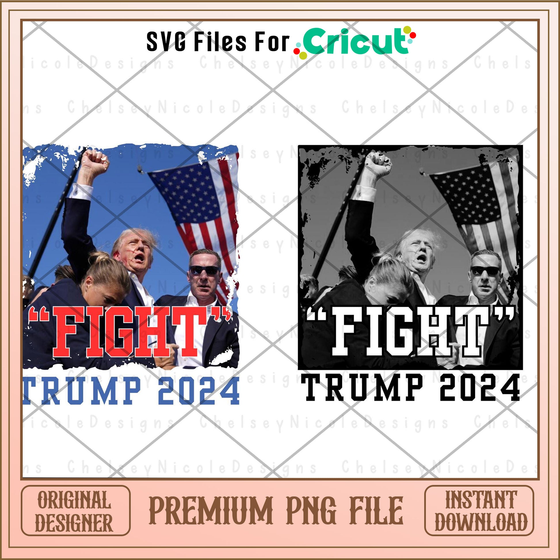 Trump 2024 fight PNG design