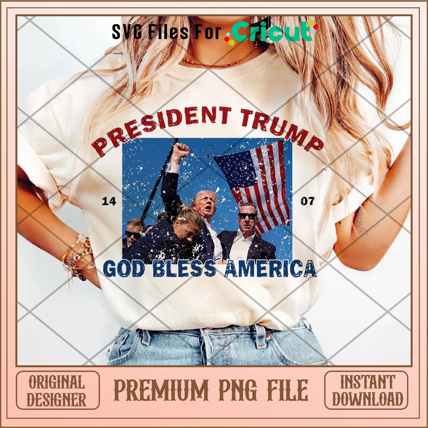 Trump 2024 god bless america PNG