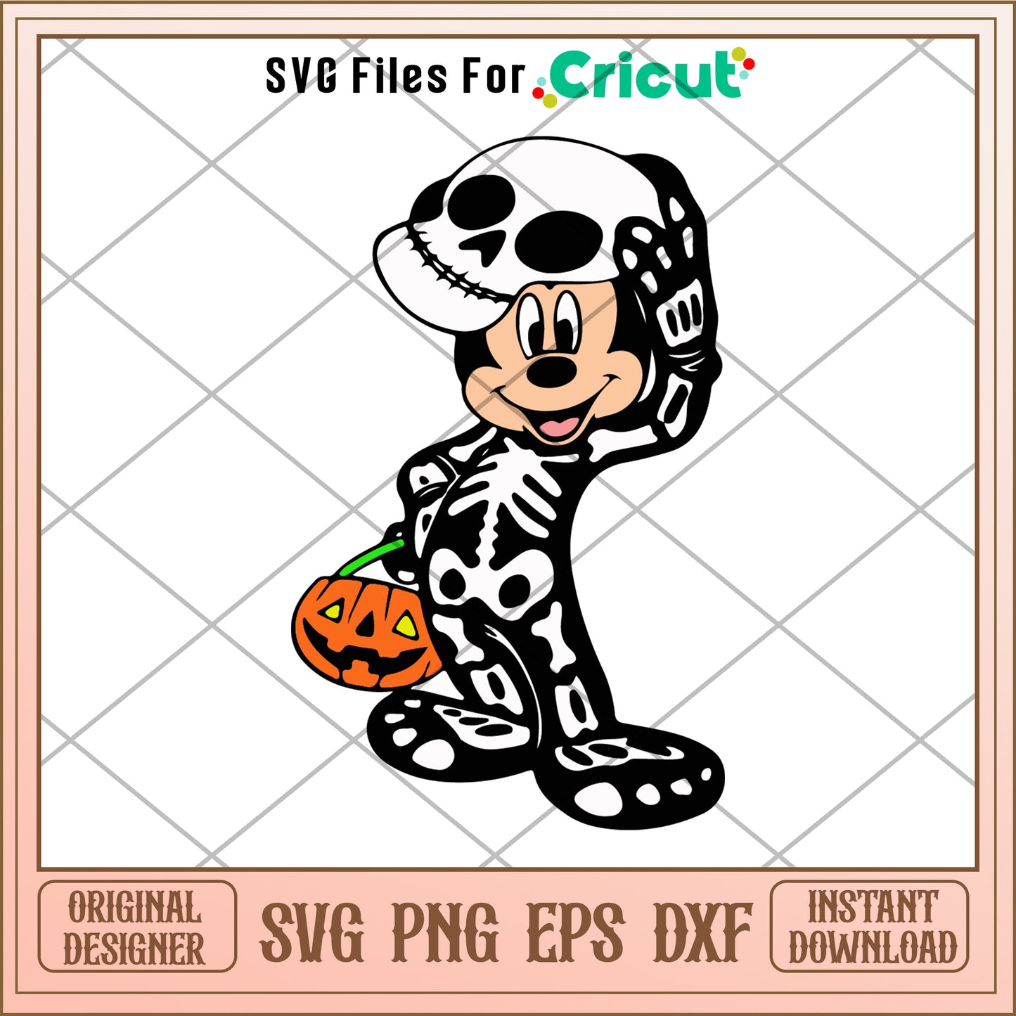 Mickey skeleton pumpkin halloween svg