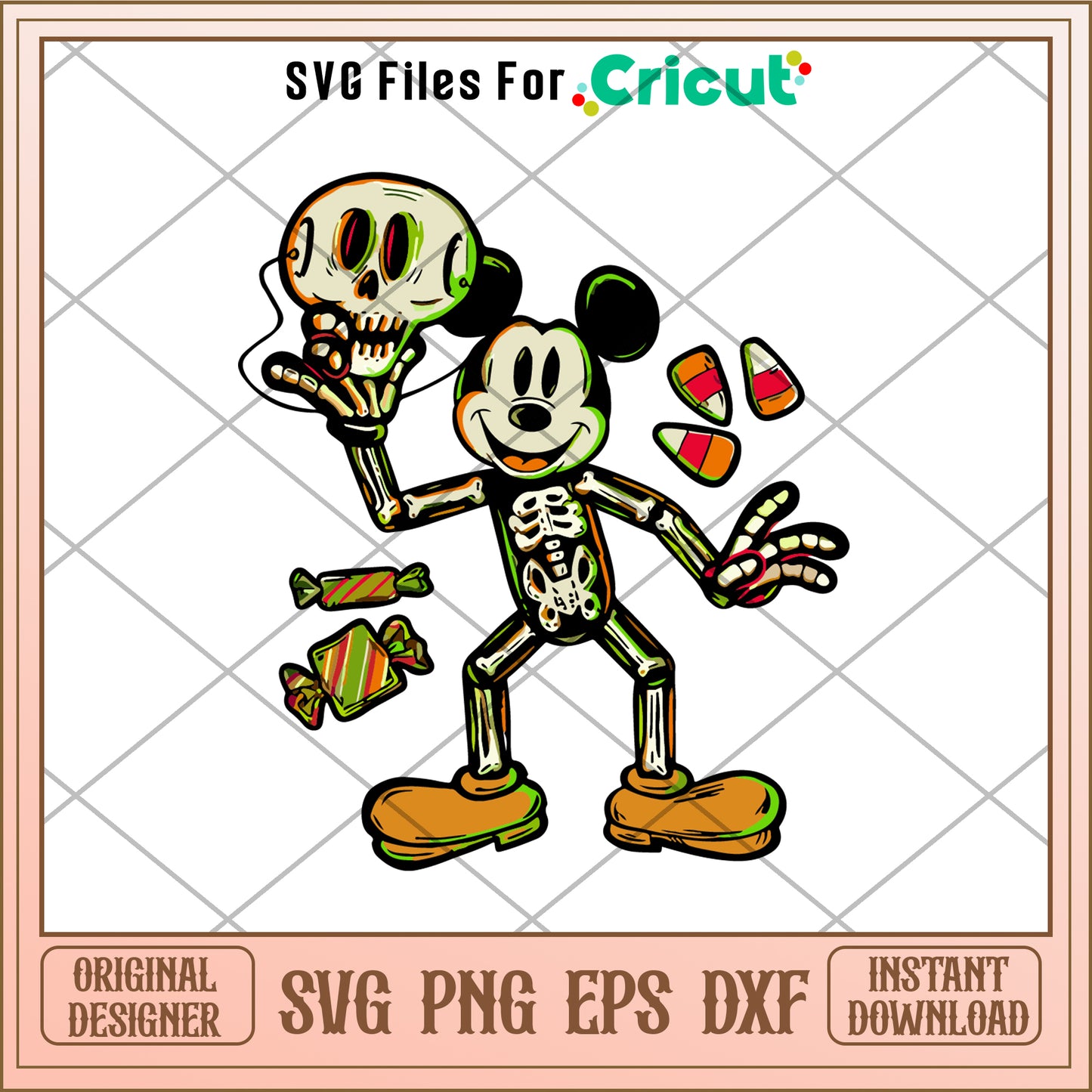 Mickey mouse halloween skeleton svg