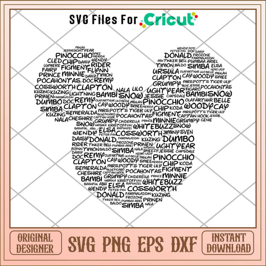 mickey mouse text black svg, disney character svg, digital download