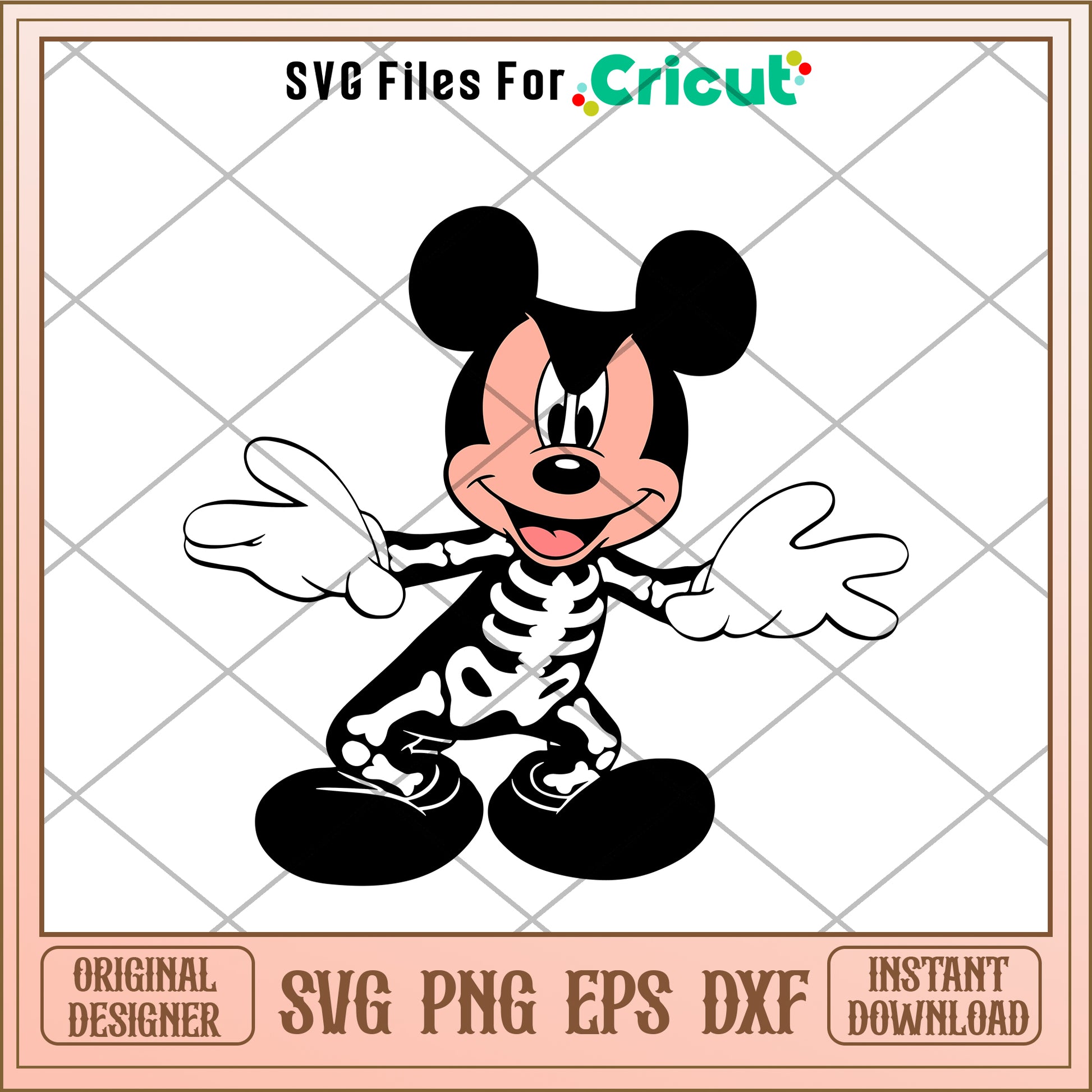 Mickey mouse skeleton halloween svg