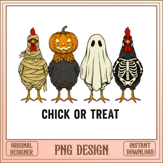 Chick Or Treat Halloween PNG, Funny Chicken Halloween PNG, Fall PNG