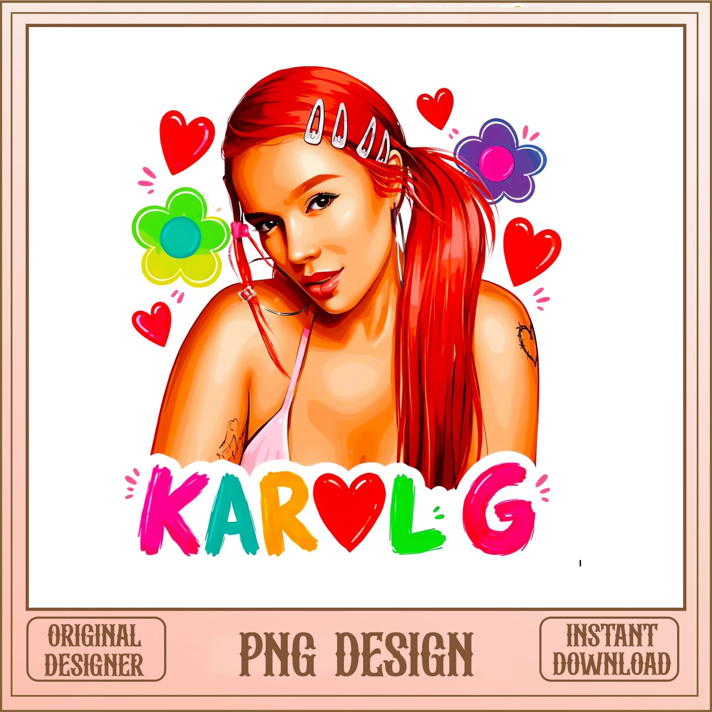 Karol G PNG Design, Latin Music Singer PNG, Sublimation PNG