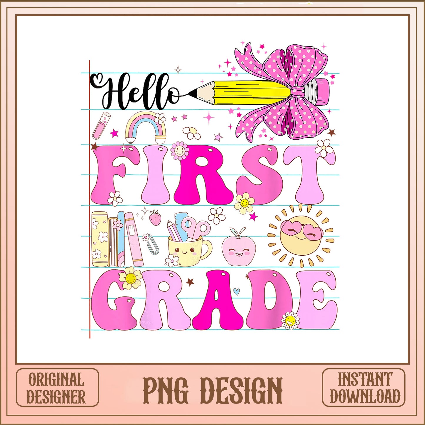 Hello First Grade PNG, Back To School PNG, First Grade Teacher PNG