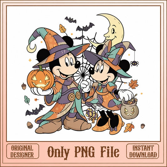 Mickey And Minnie Halloween PNG, Disney Witch PNG, Fall PNG
