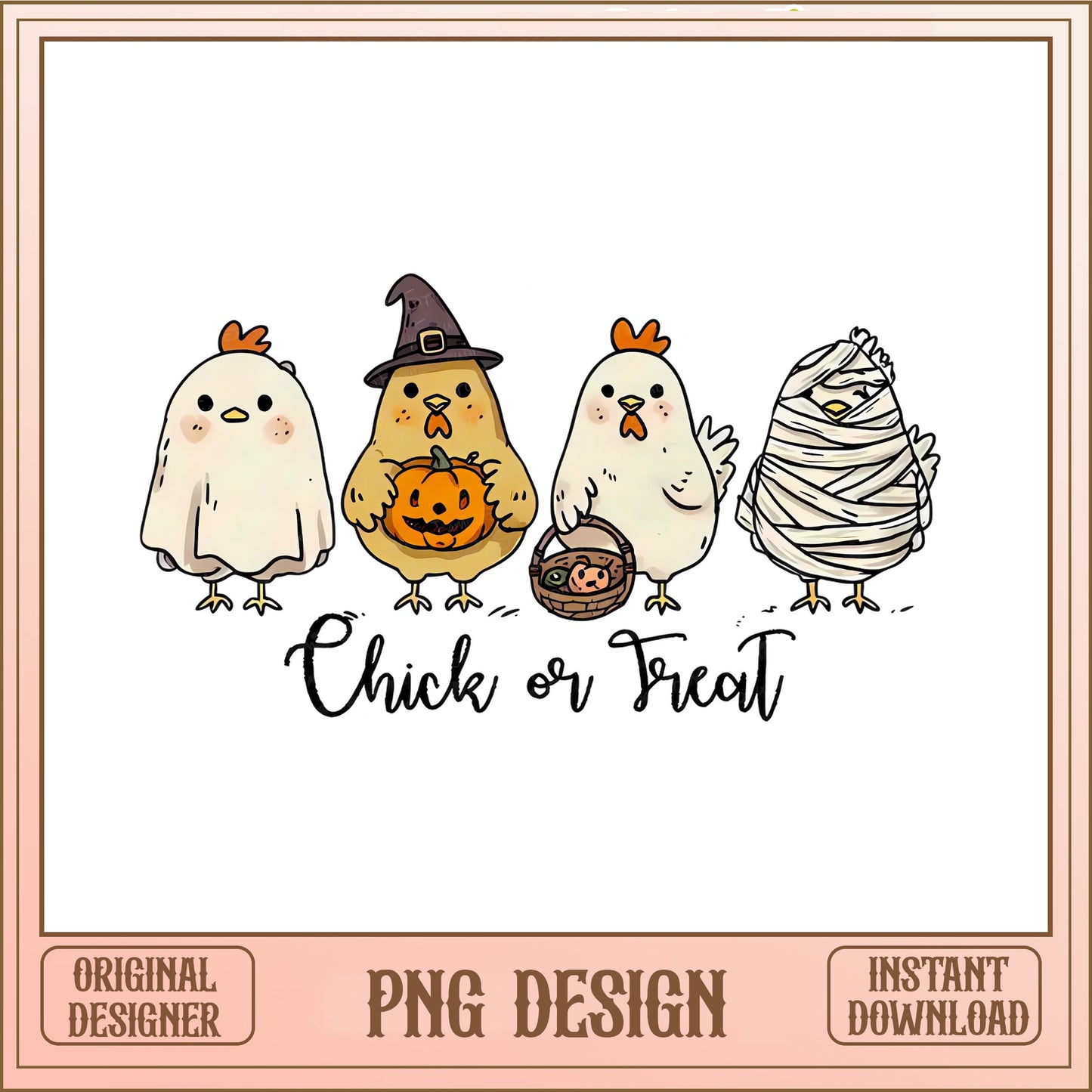 Chick Or Treat Halloween PNG, Funny Chicken Halloween PNG, Spooky PNG