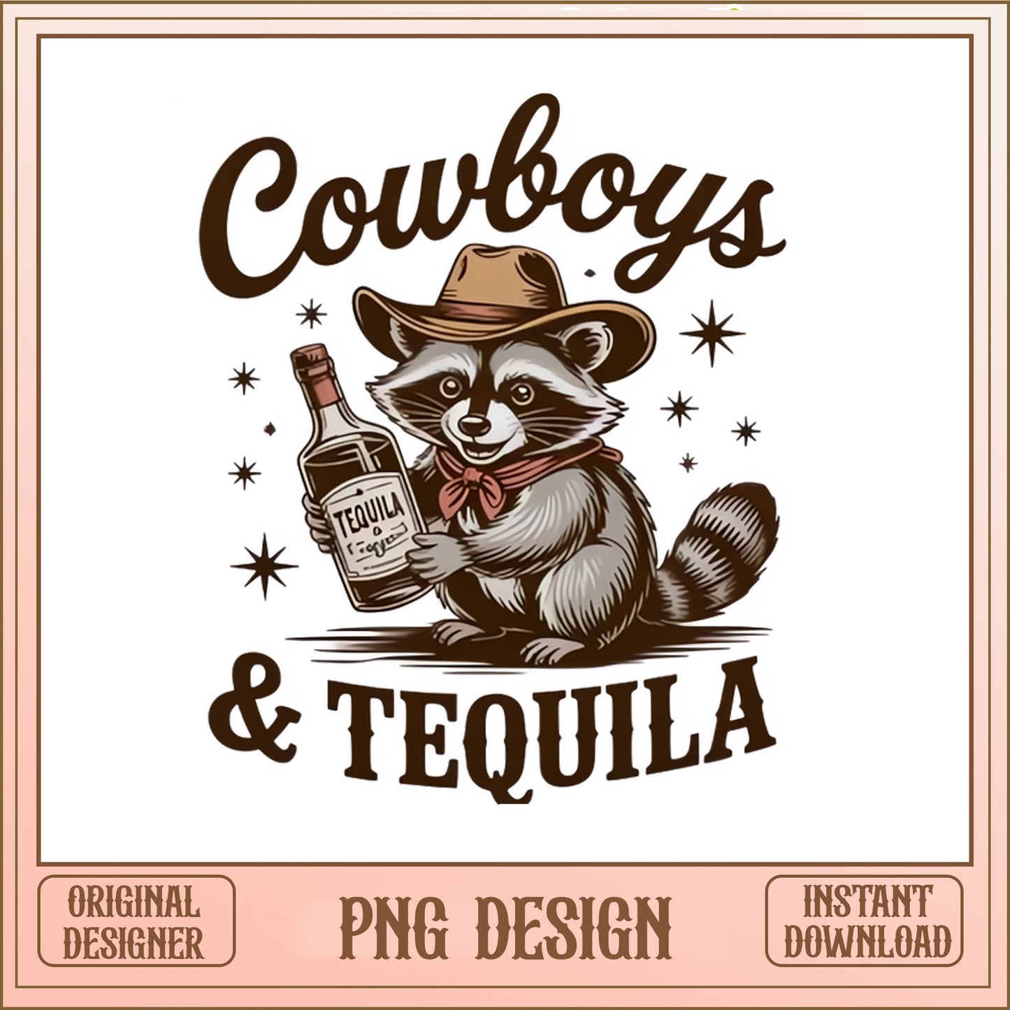Cowboys And Tequila Raccoon PNG, Western Cowboy PNG, Funny Raccoon PNG