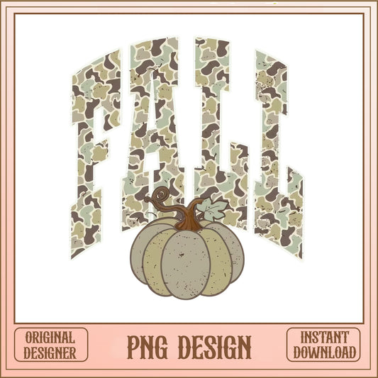 Camo Fall Pumpkin PNG, Fall Sublimation Design, Autumn PNG