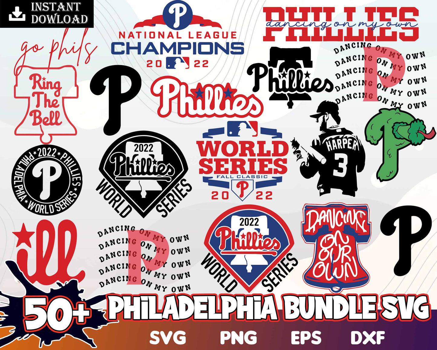 Philadelphia baseball logo bundle svg, philadelphia phillies logo​ svg