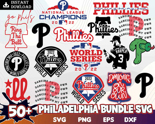 Philadelphia baseball logo bundle svg, philadelphia phillies logo​ svg