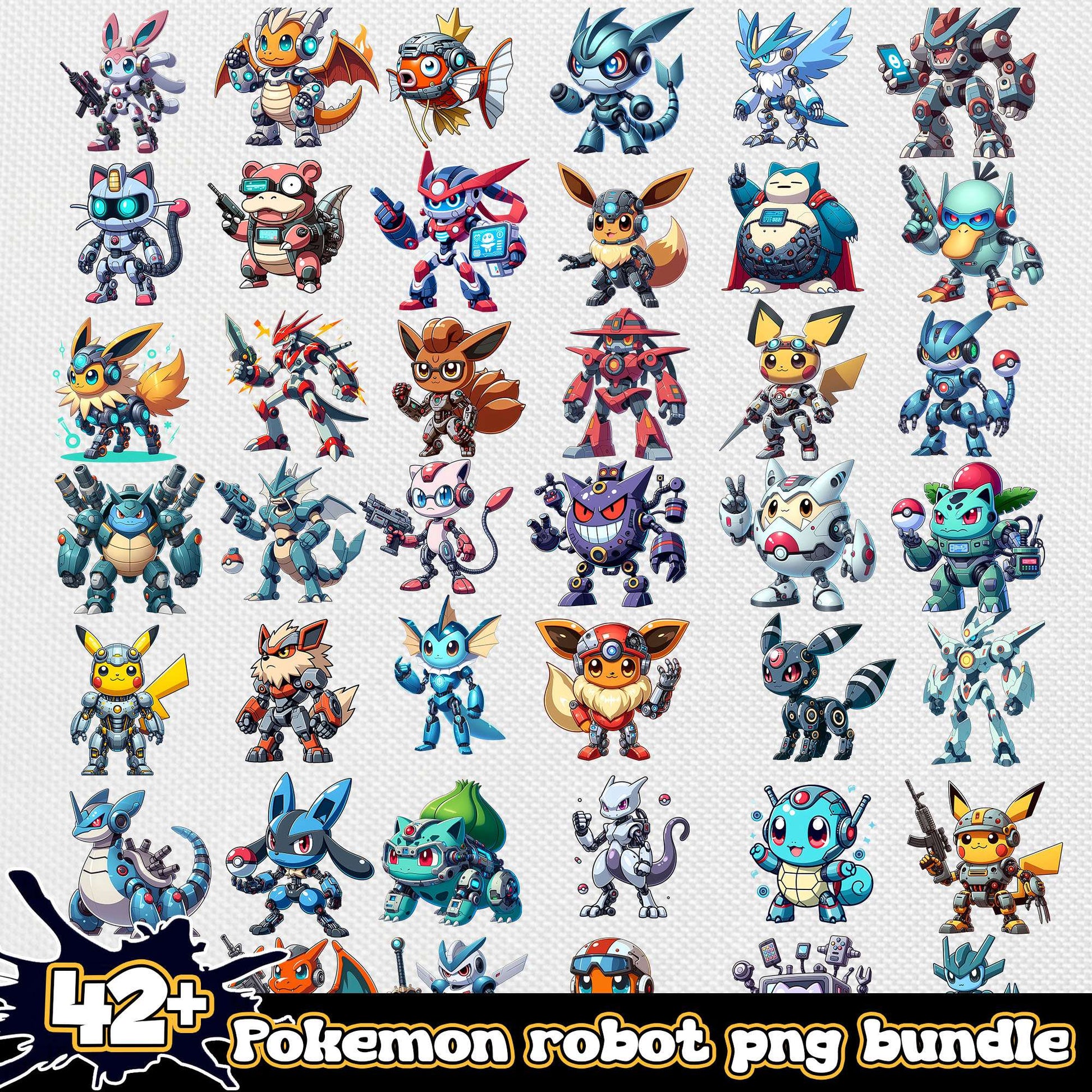 Pokemon best robot design bundle png, pokemon anime​ png