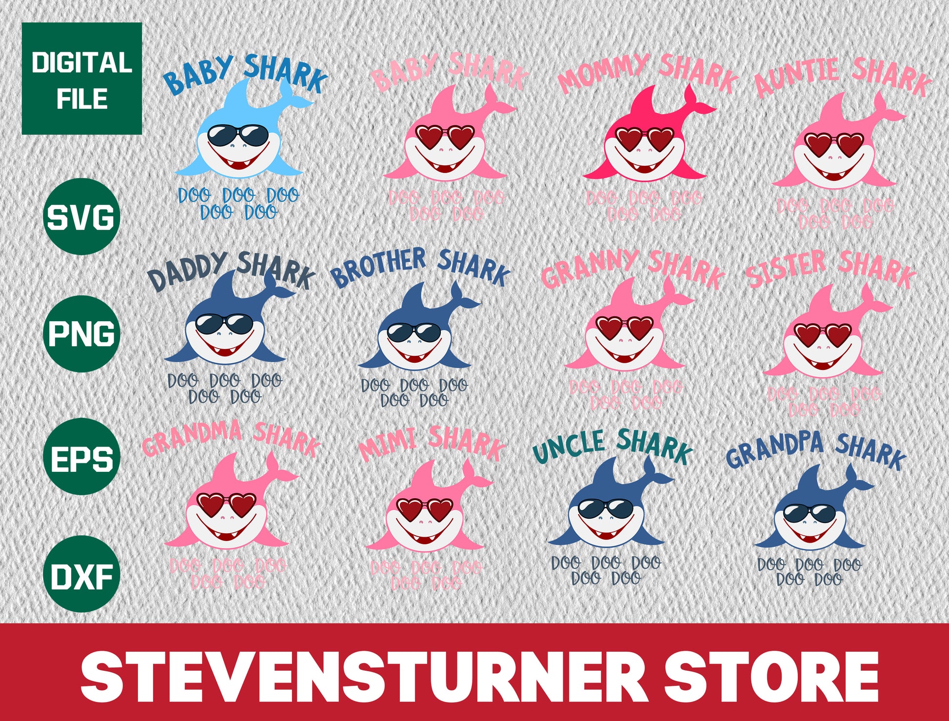 Baby shark family design SVG Bundle