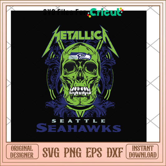 skull metallica Seattle Seahawk  svg, Skull svg, new nfl svg