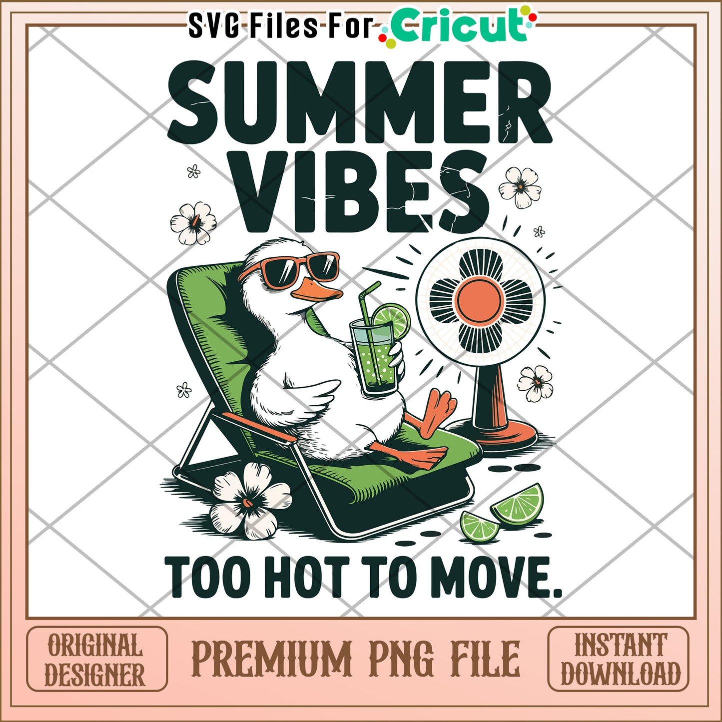 summer vibes too hot too move png, silly goose png, funny goose png