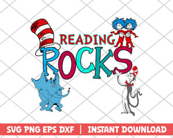 the cat in the hat reading rocks svg