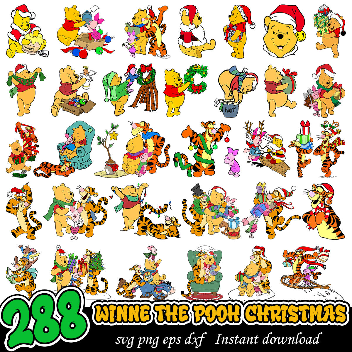 Christmas Winnie the Pooh svg bundle, Disney Christmas bundle