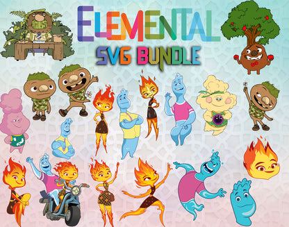 Elemental SVG Bundle Layered, Elemental clipart set, Elemental svg cut files for Cricut, Instant Download, svg, Png, dxf, cartoon SVG Bundle