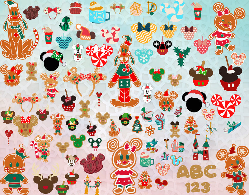 Christmas Mickey Cookie svg bundle, Its The Most Wonderful Time of the Year Minnie svg, Peppermint Swirl Ears and Gingerbread Cookie, xmas