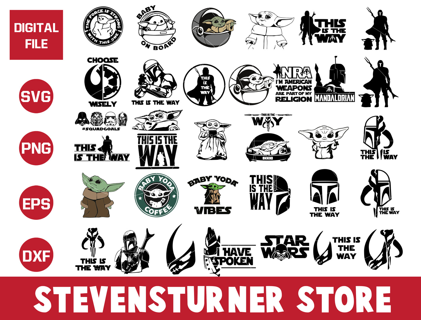 This is the way star wars bundle svg, star wars black and white​ svg