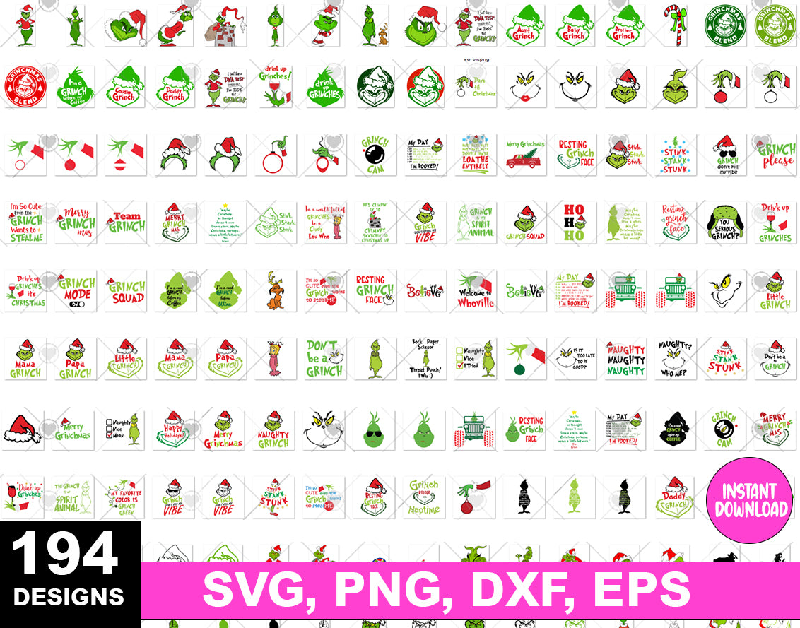 Grinch SVG Bundle Christmas Svg Grinchmas Svg Grinch Face svg Cartoon