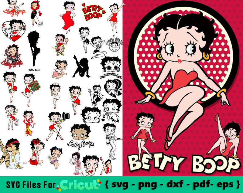 Betty Boop Svg Bundle, svg files for cricut, Betty Boop Png, Clipart, Cricut Vector Cut File