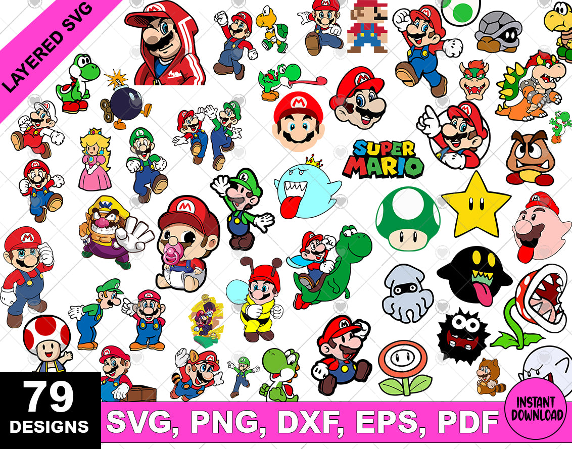 Super Mario svg clipart bundle, Mario Christmas SVG cut files for Cric ...