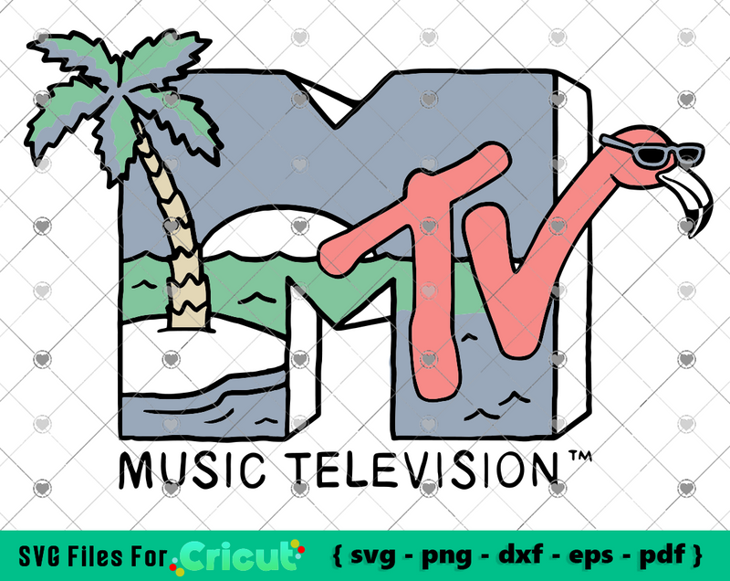 MTV Beach Island Flamingo Logo svg, Vintage MTV  Graphic vector