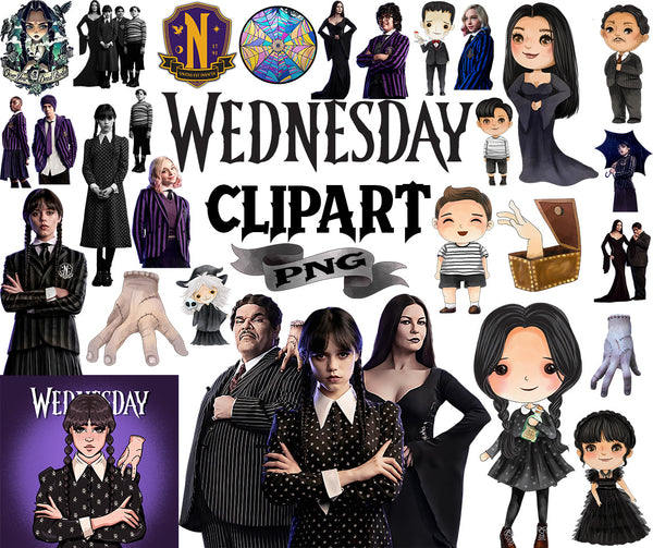 Wednesday png bundle, Nevermore Horror PNG Clipart, W - Wednesday PNG ...