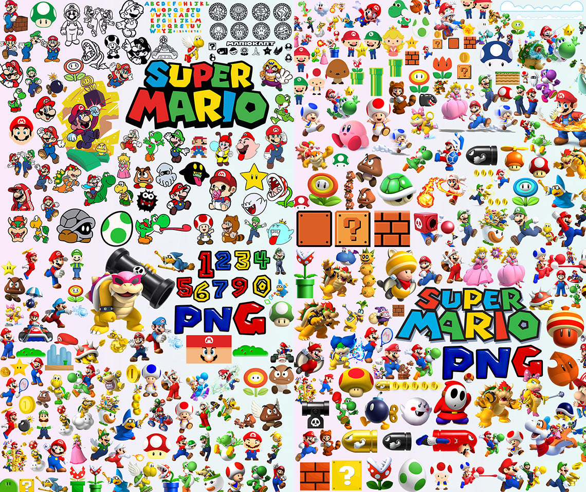 Mario Files Super Mario SVG Bundle, Mario Set, Paper Mario, Luigi, Mario Character ...